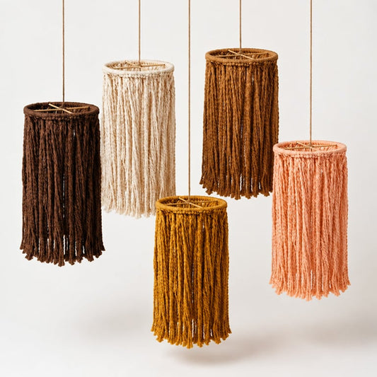 Lampada in cotone 15cm color giallo ocra - paralume artigianale