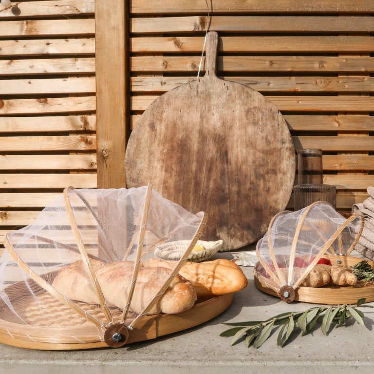 Set di 3 campane copri alimenti color naturale - fatte a mano