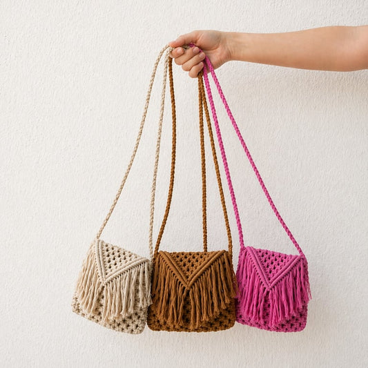 Borsetta Menorca color mocha - borsa estiva fatta a mano